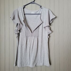 Converse One Star Ruffle Sleeve Short Sleeve Shirt Blouse Gray Women's Small